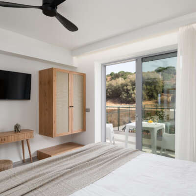 Pared back and calming bedroom interiors exudes simplicity.