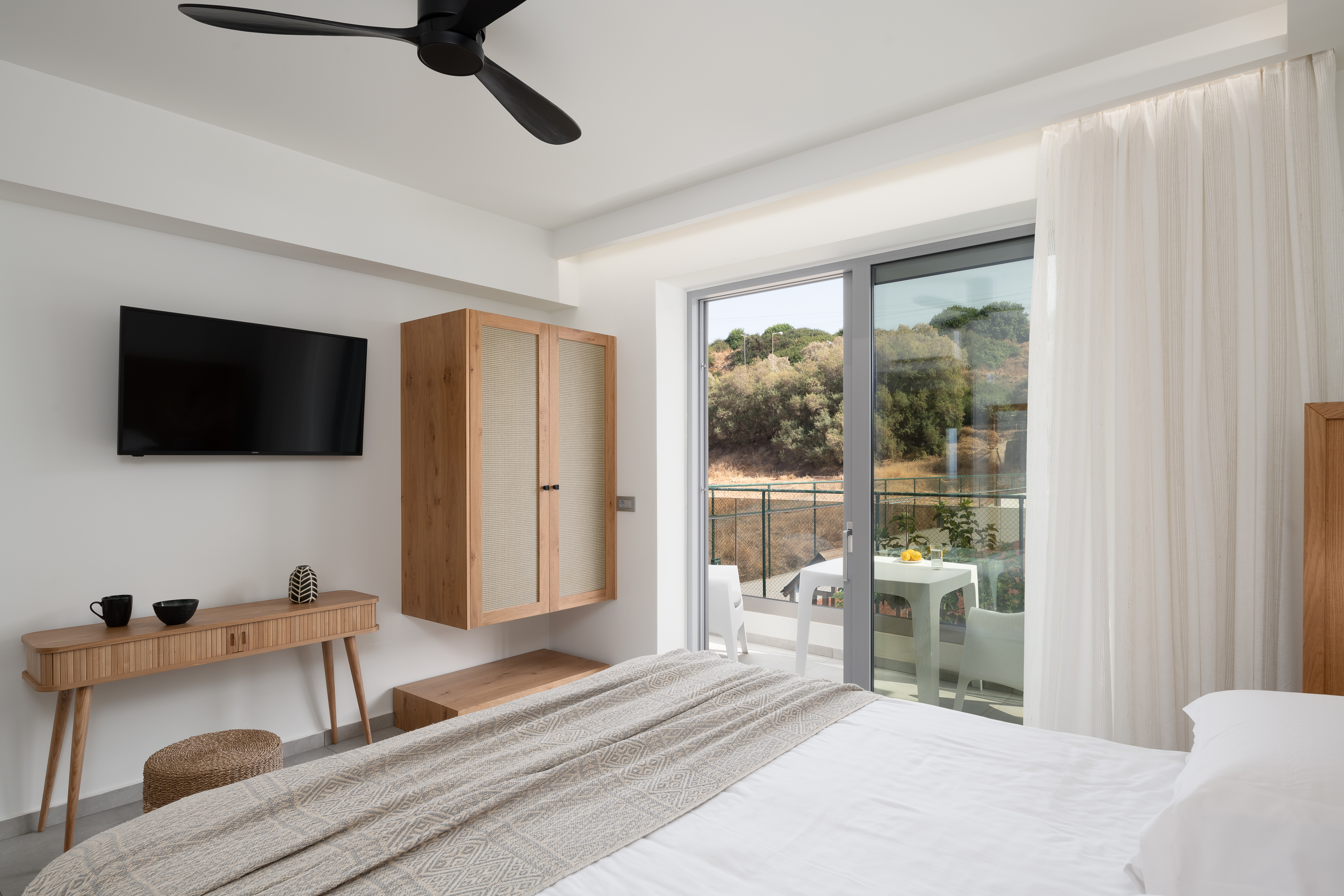 Pared back and calming bedroom interiors exudes simplicity.