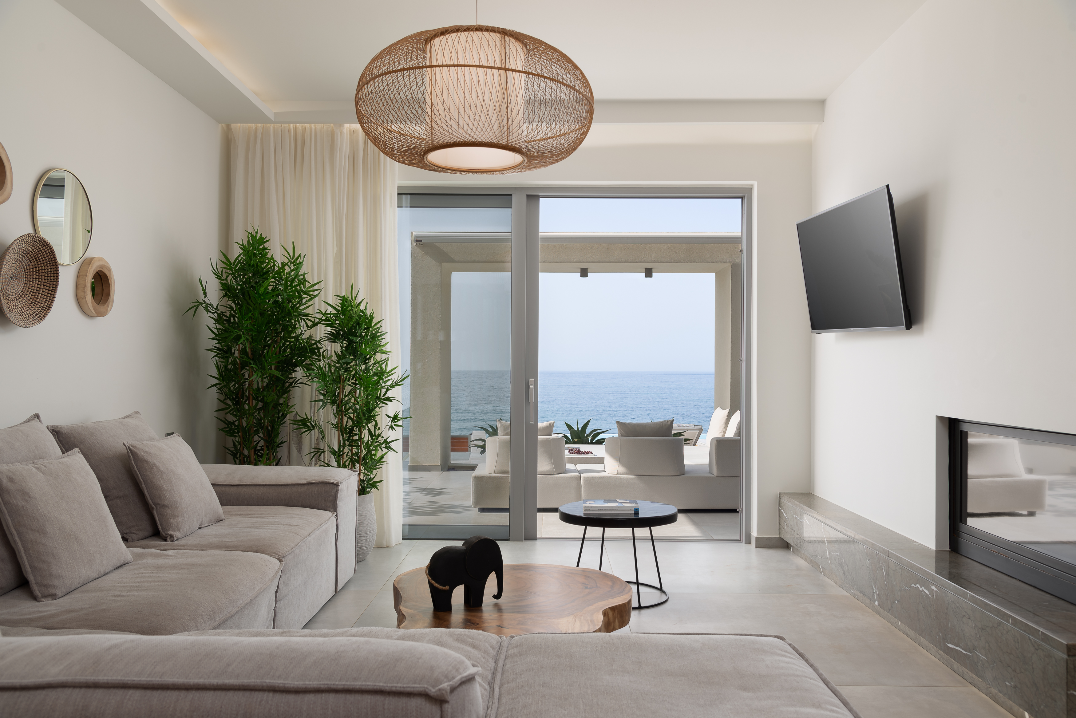 A still life artwork lounge area.