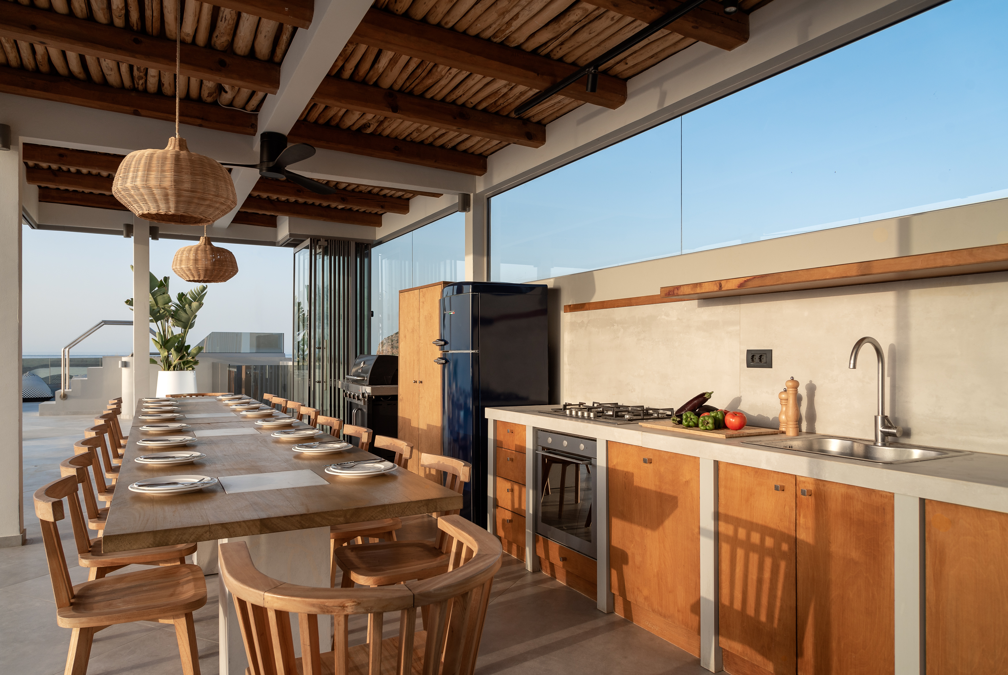 Meticulous outdoor gathering spot.